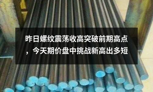 昨日螺紋震蕩收高突破前期高點(diǎn)，今天期價(jià)盤中挑戰(zhàn)新高出多短