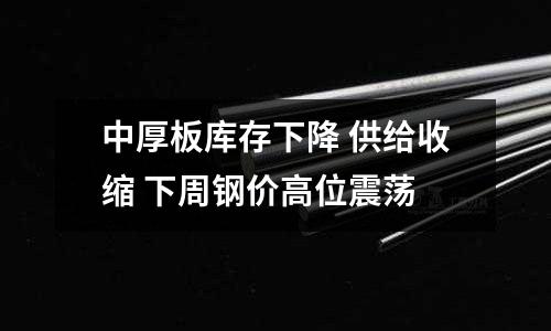 中厚板庫存下降 供給收縮 下周鋼價高位震蕩