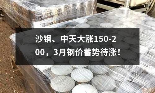 沙鋼、中天大漲150-200，3月鋼價蓄勢待漲！