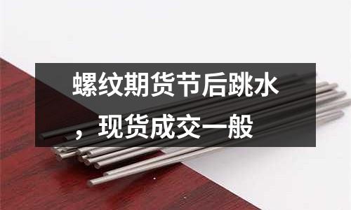 螺紋期貨節后跳水，現貨成交一般