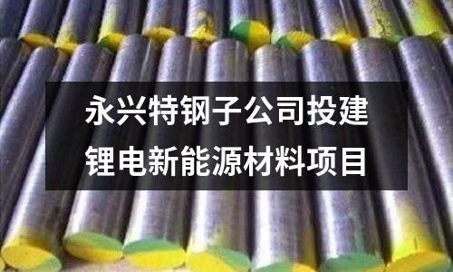 永興特鋼子公司投建鋰電新能源材料項目