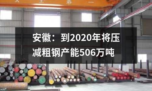 安徽：到2020年將壓減粗鋼產能506萬噸
