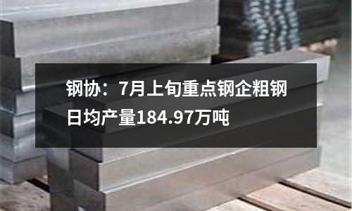 鋼協：7月上旬重點鋼企粗鋼日均產量184.97萬噸