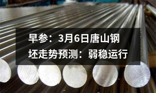 早參：3月6日唐山鋼坯走勢預測：弱穩運行