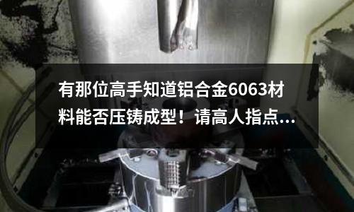 有那位高手知道鋁合金6063材料能否壓鑄成型！請高人指點！「最新回答」